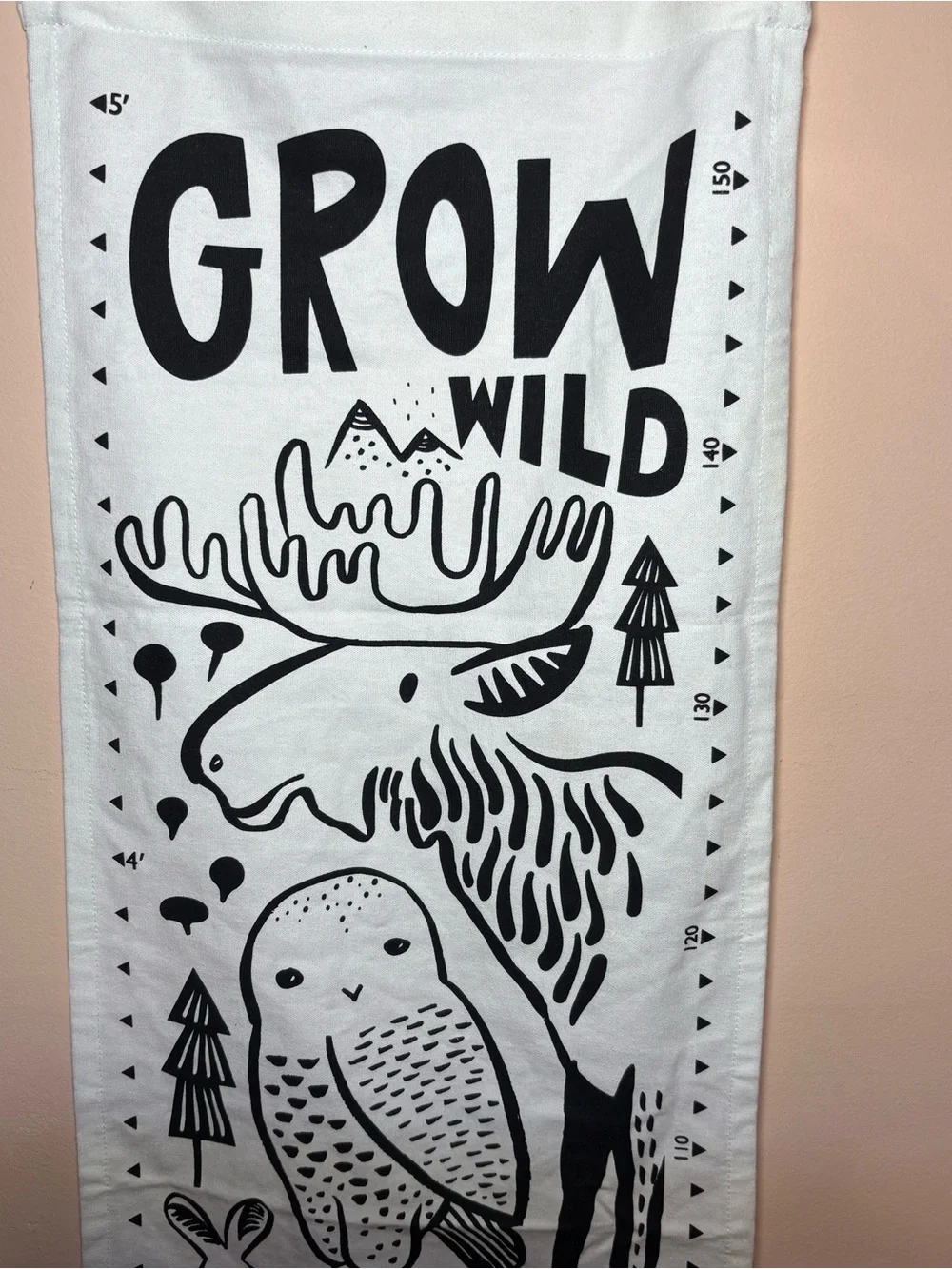 Woodland Animal Growth Chart Wall Hanging Grow Wild Nursery Decor